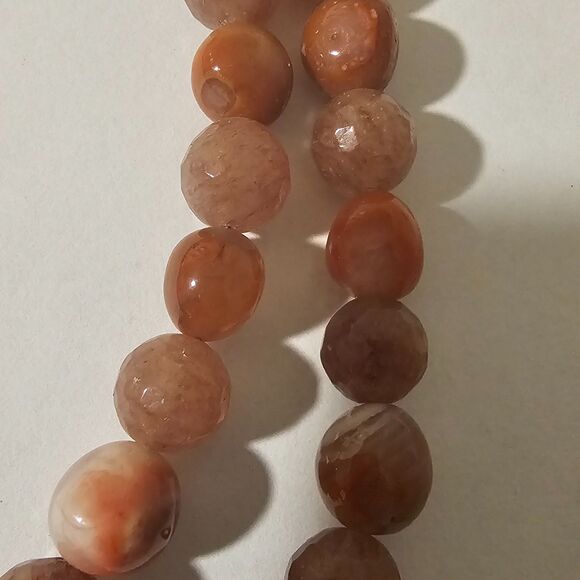 Agate Gemstone Necklace  Strand Faceted Beads Brown Orange Red A luxuriou - Picture 5 of 5